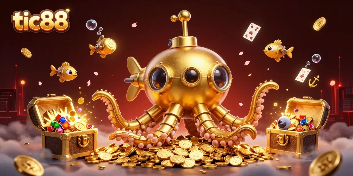 Play thrilling games at tic88 with a vibrant underwater scene of golden surprises.