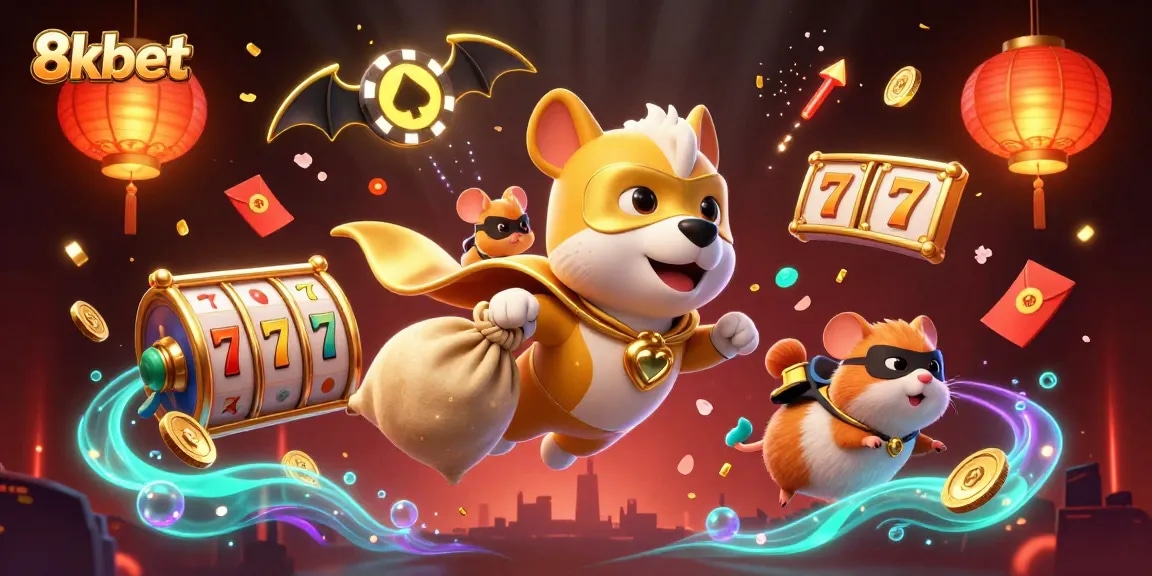Experience excitement with 8kbet's thrilling slots and jackpot games in dynamic illustration.