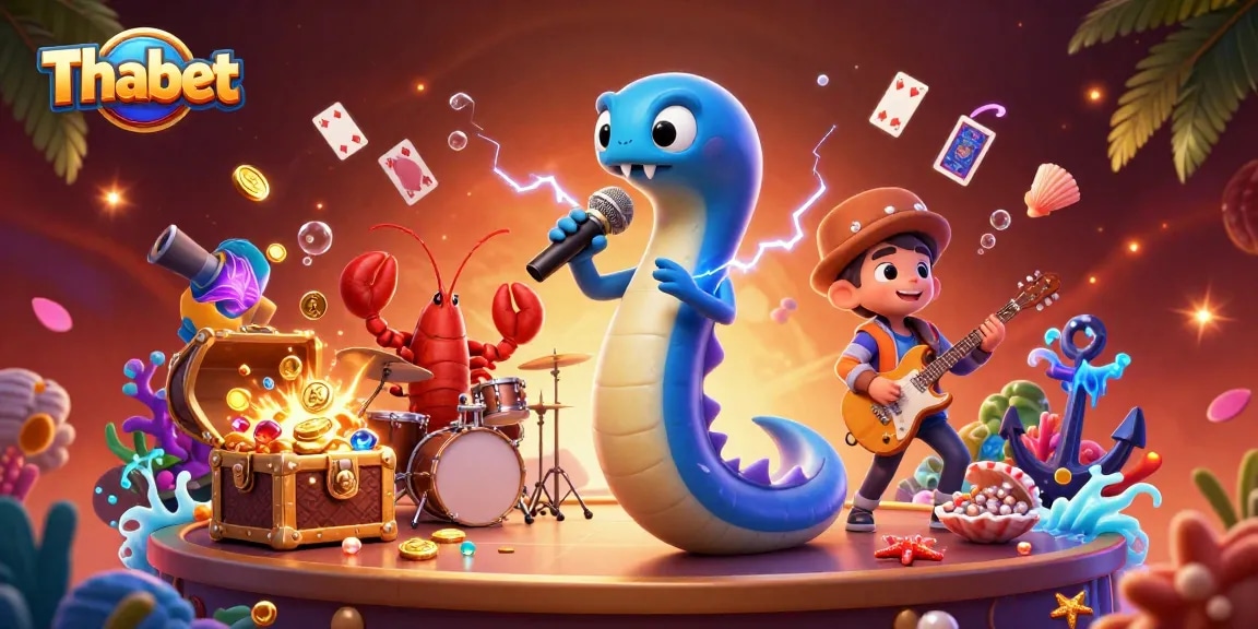 Thabet captivates with a vibrant underwater casino party featuring a DJ eel and musicians.