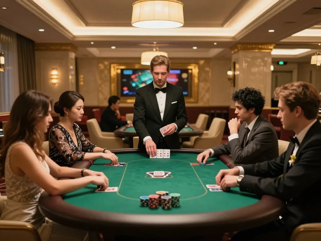 Experience tg88 vip excitement in an upscale poker lounge with strategic gameplay and elegant decor.