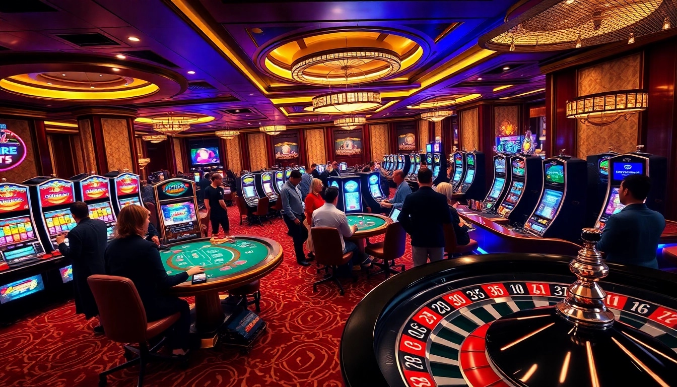 Experience thrilling gameplay and high-stakes at casino xx88, featuring vibrant tables and engaging gamblers.