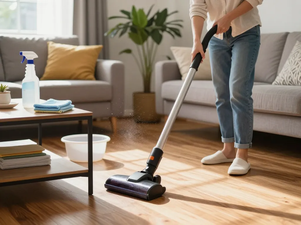 Effective home cleaning tips featured on jejich webové stránky in a cozy living room.