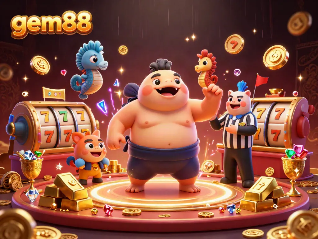 Experience the thrill at gem88 with a lively underwater casino scene bursting with excitement and treasures.