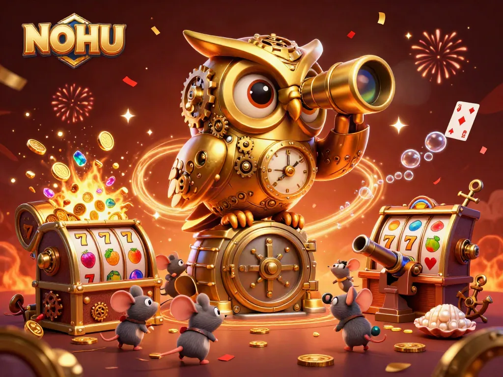 NOHU engages players with a dynamic scene in this vibrant 3D casino illustration.