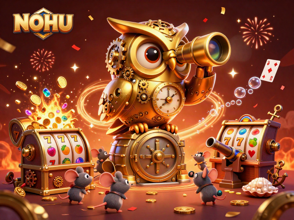 NOHU engages players with a dynamic scene in this vibrant 3D casino illustration.