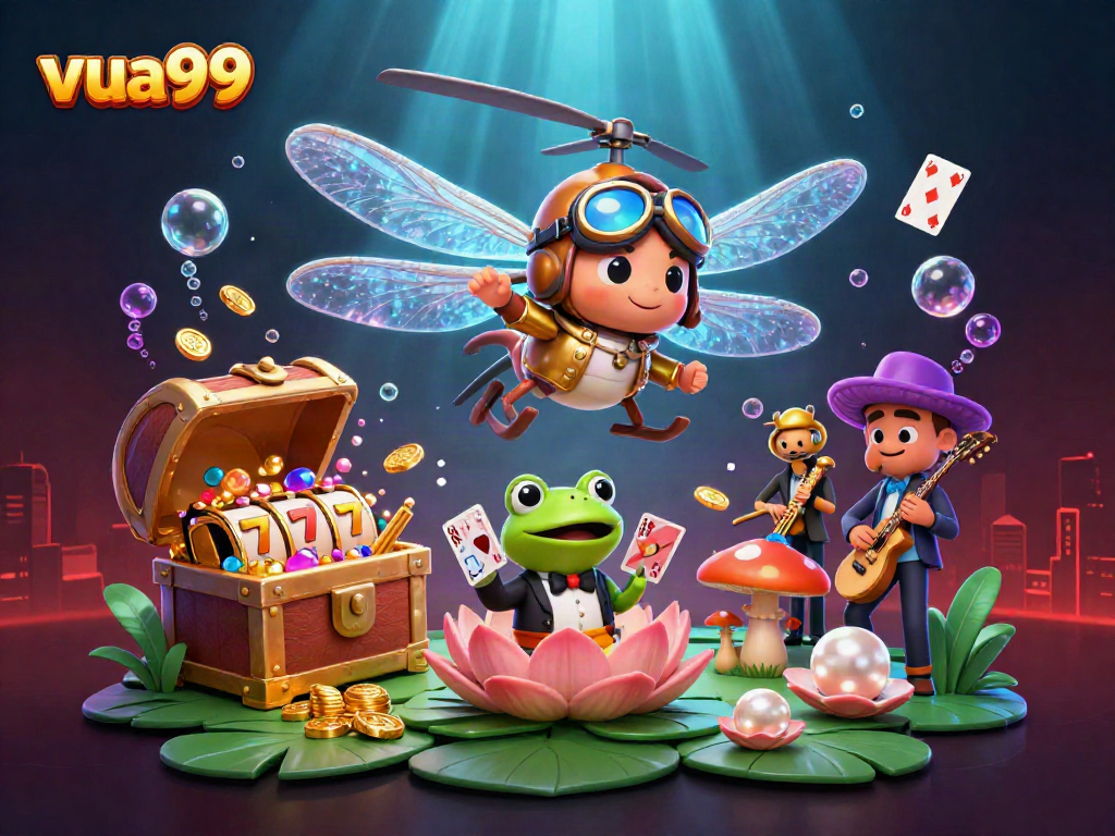 Players experience exhilarating slot games at vua99 with vibrant colors and engaging characters.