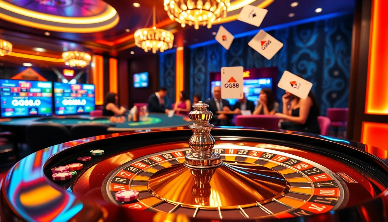 Players at the exciting roulette table enjoying their experience at GG88 casino.