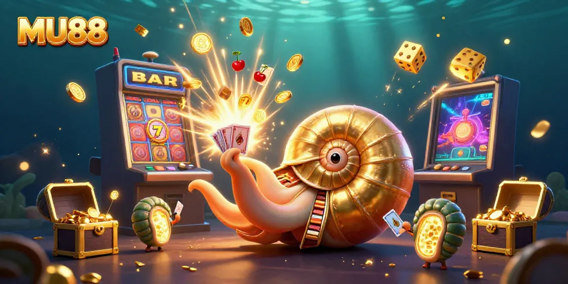 Spin the roulette wheel with MU88's giant nautilus and winning slot machine scene, bursting with excitement.