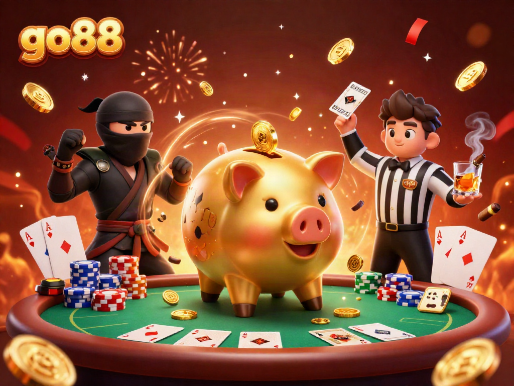 Experience the excitement of go88 with vibrant characters and casino elements in a dynamic 3D illustration.