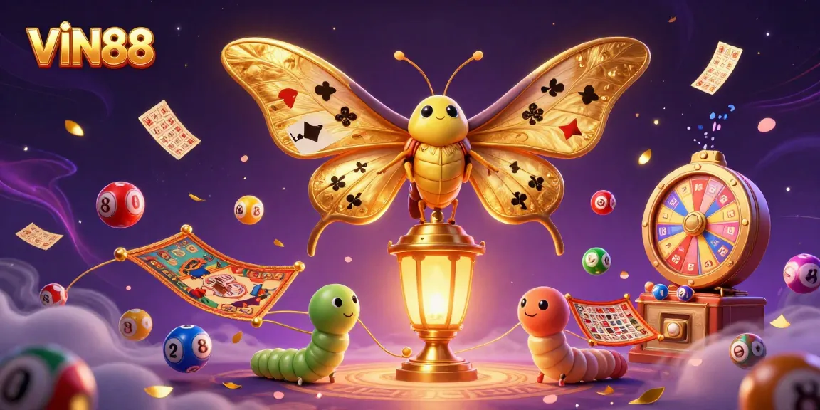 Experience exciting gaming adventures with VIN88 featuring a vibrant casino-themed illustration.