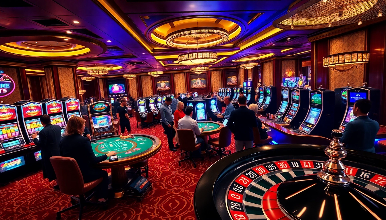 Experience thrilling gameplay and high-stakes at casino xx88, featuring vibrant tables and engaging gamblers.