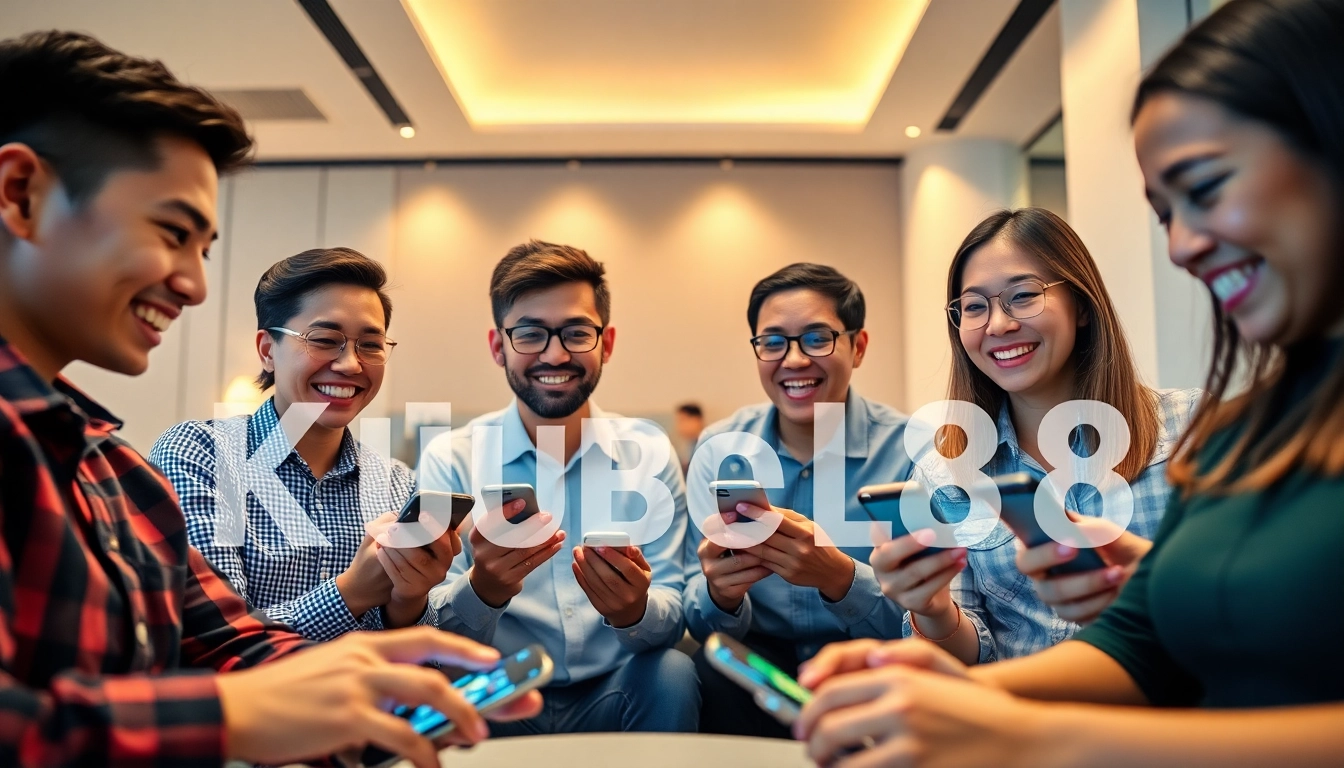 Engaged users accessing Đăng nhập Kubet88 on various devices, showcasing online betting excitement.