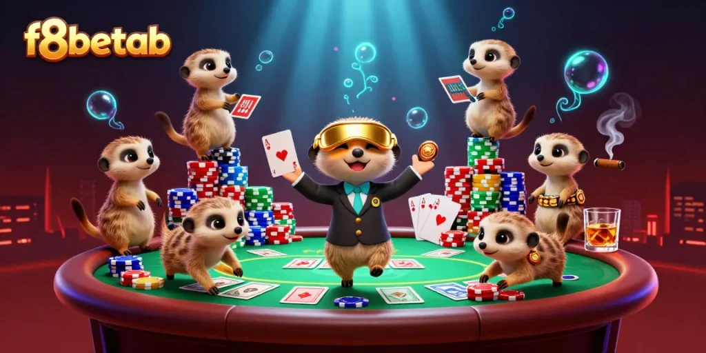 Experience thrilling action at f8betab with adorable meerkats managing an exciting casino.